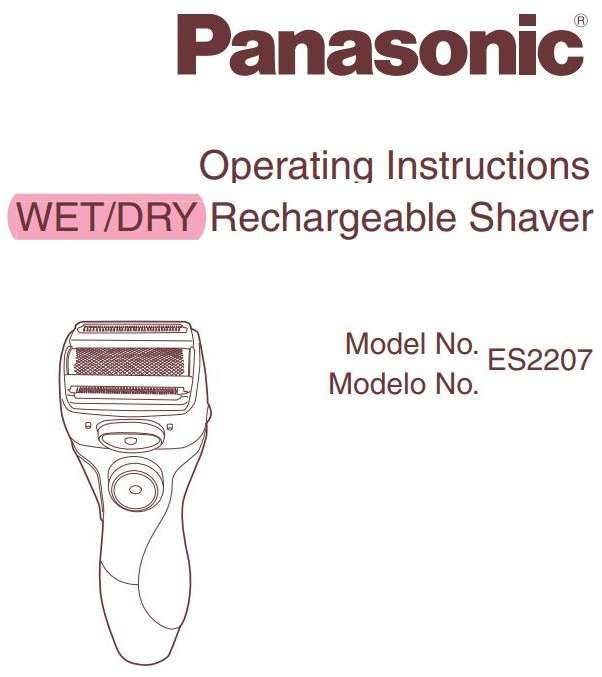Panasonic ES2207 Electric Shaver for Women User Manual