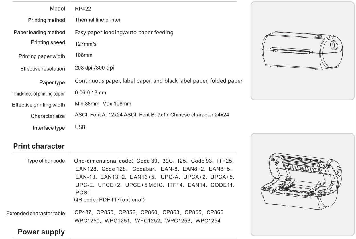 RONGTA RP422 Thermal Shipping Label Printer User Manual - Printing Parameters