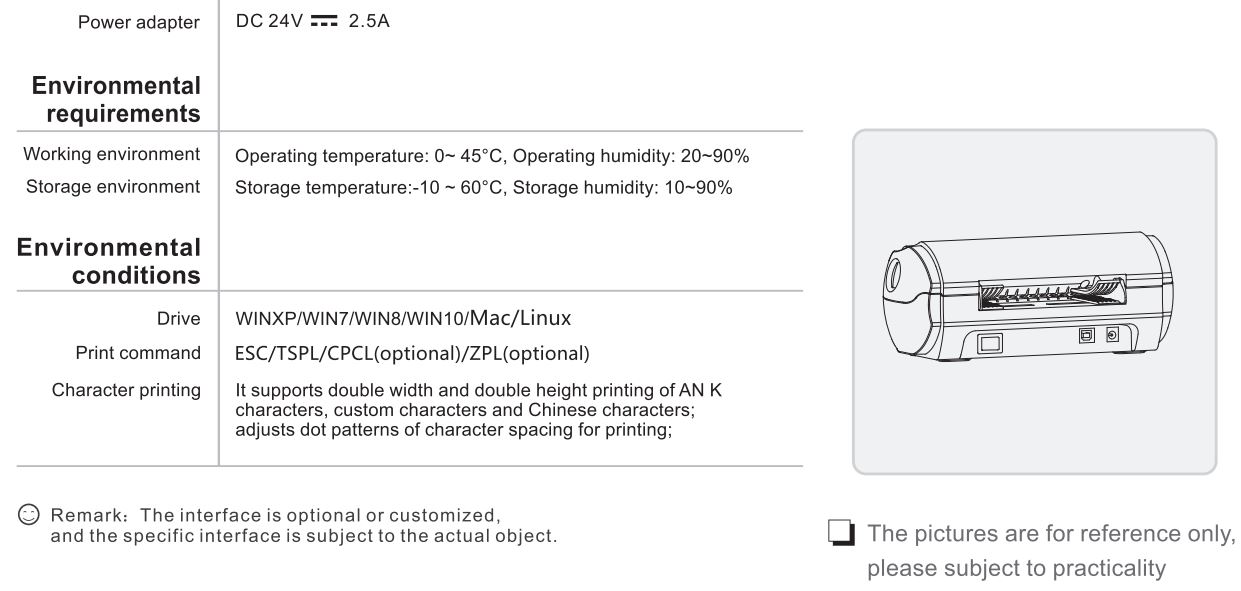 RONGTA RP422 Thermal Shipping Label Printer User Manual - Printing Parameters