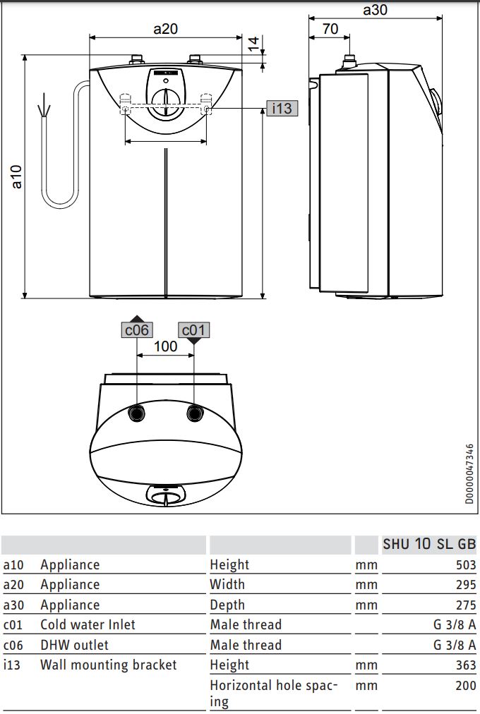 STIEBEL ELTRON SH 10 SLi Electric Water Heater Instruction Manual - SHU 10 SL GB