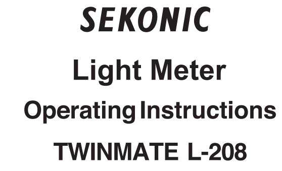 Sekonic L-208 TWINMATE Analog Light Meter User Manual
