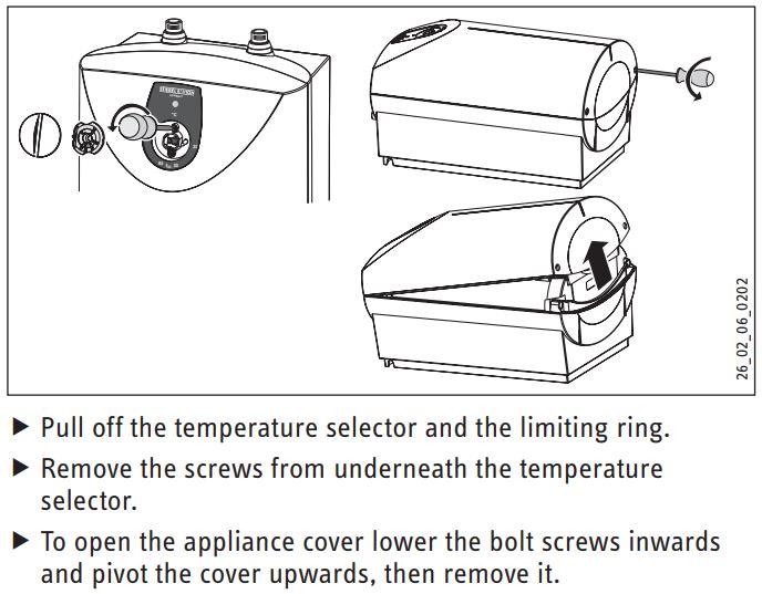 Stiebel Eltron SHU 5 SLi comfort SMALL WATER HEATER Installation Guide - Opening the appliance