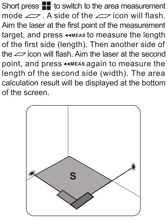 UNI-T LM60T Laser Tap User Manual - Area measurement