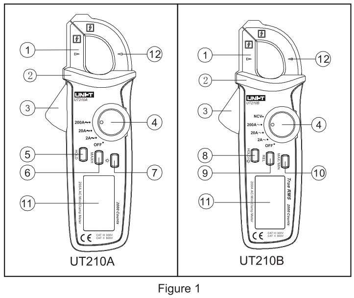UNI-T UT210D Digital Mini Clamp Meters User Manual - Figure 1
