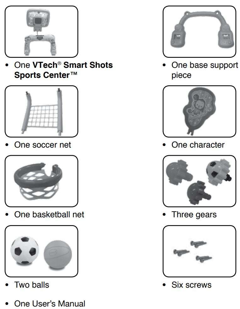 VTech Smart Shots Sports Center Amazon Exclusive User Manual - INCLUDED IN THIS PACKAGE