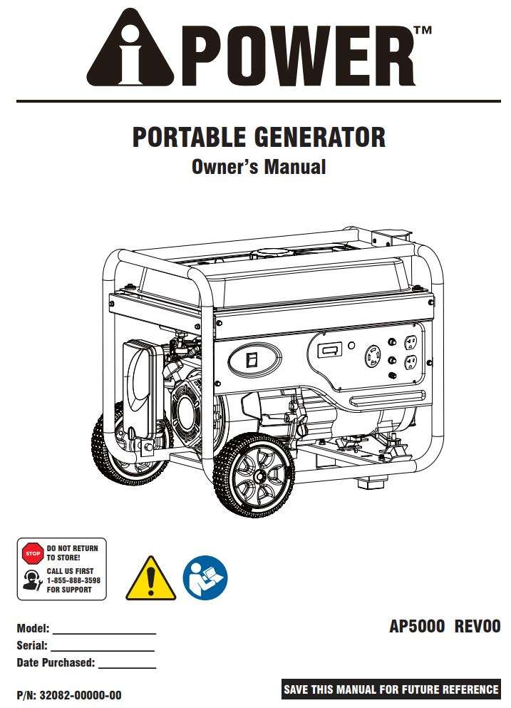 A-iPower AP5000 5000W REV00 Portable Generator Owner's Manual