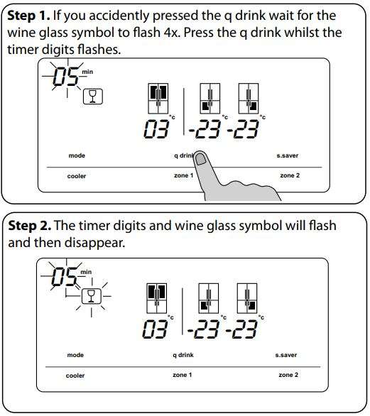 AGA ASXS21 Fridge Freezer User Manual - Cancel q drink mode