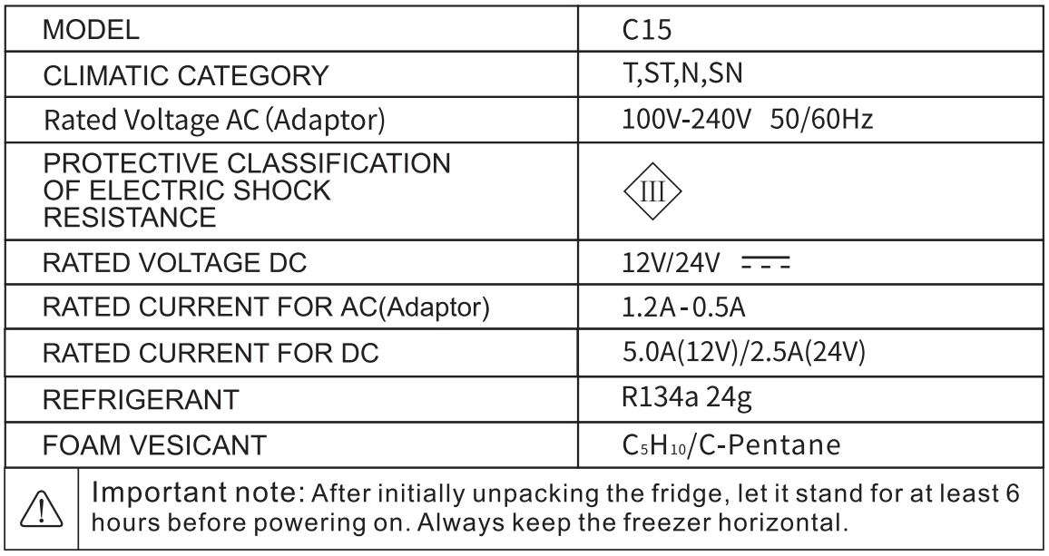 AstroAI C15 Portable Freezer Car Fridge and Freezer User Manual - Specifications