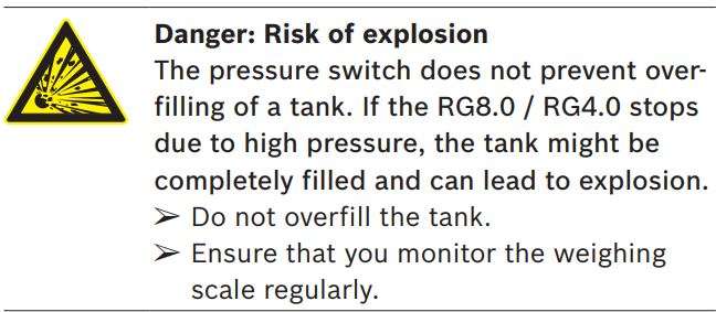 BOSCH RG8.0 RG4.0 Refrigerant Recovery Unit Instructions - Tank temperature