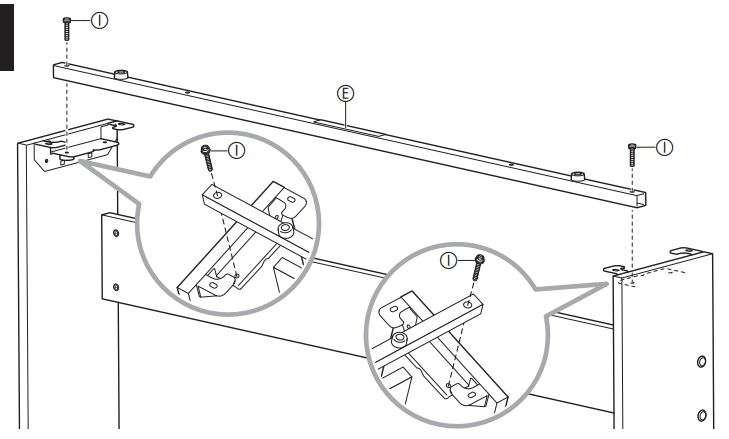 CASIO CS-470P Piano Stand with 3 Pedals User Guide - Use the reinforcement bar attachment screws