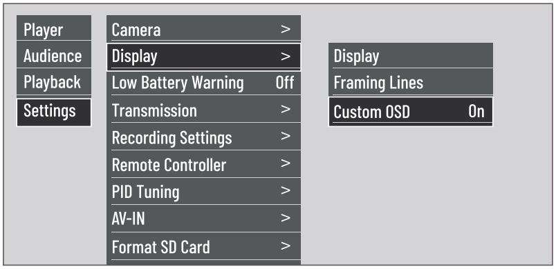 Caddx FPV Air Unit User Manual - Select the display content you need in the OSD page