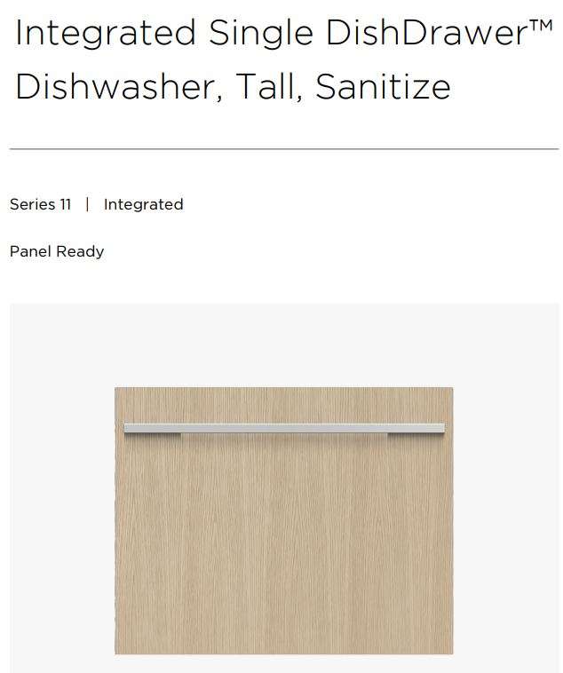 FISHER PAYKEL DD24STX6I1 Integrated Single DishDrawer™ Dishwasher, Tall, Sanitize User Guide