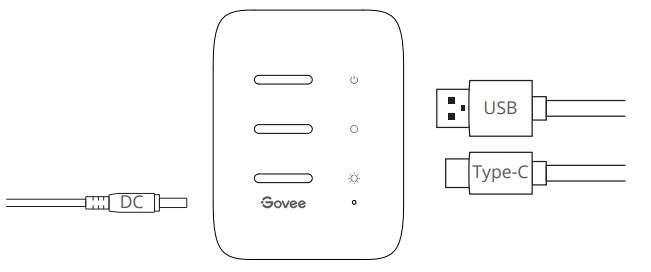 Govee H6199 RGBIC TV Backlight User Manual - Insert the cable of the strip lights and the camera into the control box
