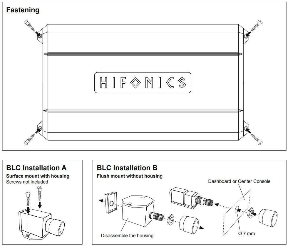 HIFONICS ZXS550-2 Class D Digital 2 Channel Amplifier User Manual - MECHANICAL INSTALLATION