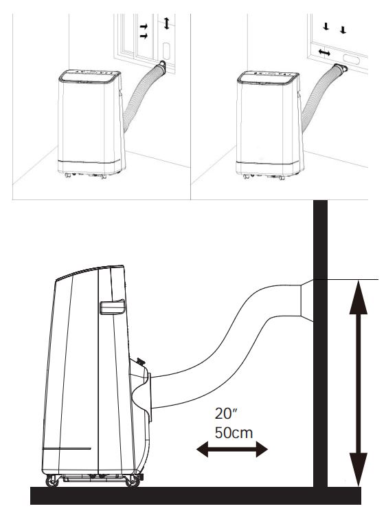 Haier QPCA10 Portable Air Conditioner Owner's Manual - CONNECT EXHAUST HOSE TO THE WINDOW PANEL