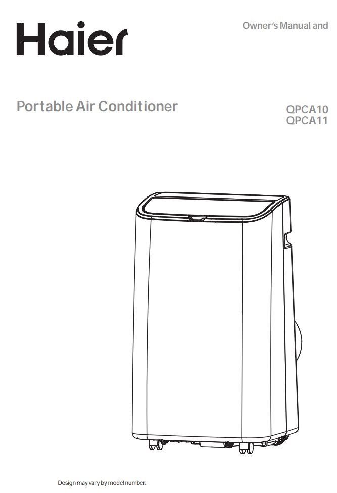 Haier QPCA10 Portable Air Conditioner Owner's Manual