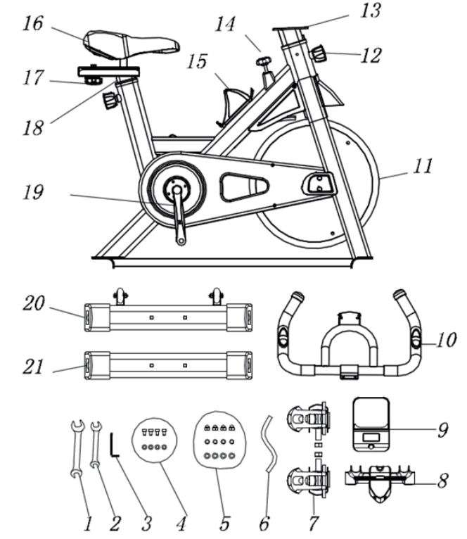 Like Sporting Exercise Bike CS08 User Manual - Spare Parts Description