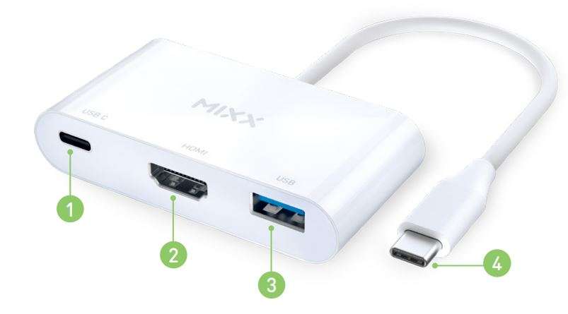 MIXX 3-in-1 multi function USB C adapter User Manual - Product Overview