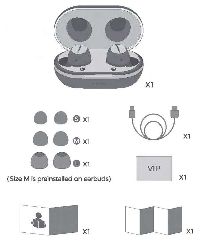 MPOW M12 BH463A TRUE WIRELESS EARBUDS User Manual - PACKING LIST