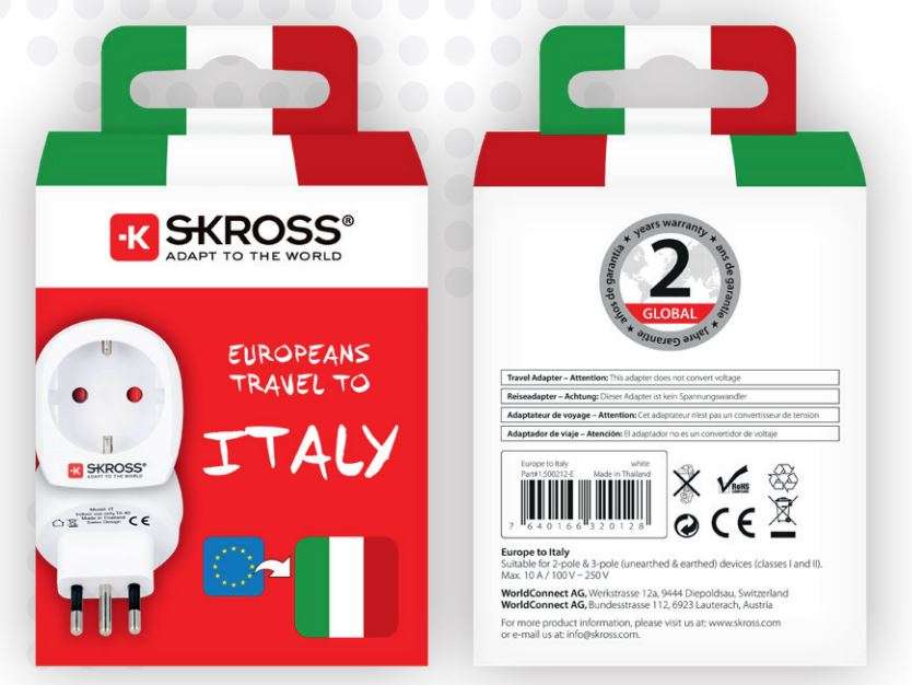 Nedis Europe to Italy For 2- and 3-pole devices User Manual - Packaging (Retail)