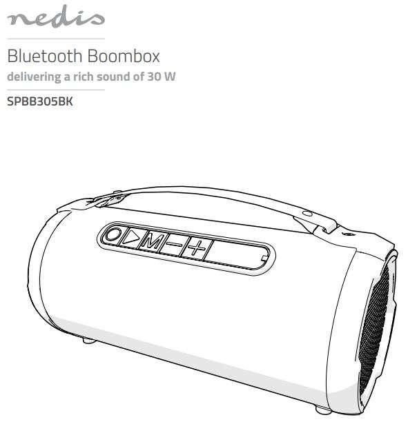 Nedis SPBB305BK Bluetooth Boombox User Manual
