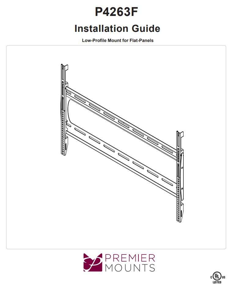 PREMIER MOUNTS P4263F Low Profile Mount for Flat Panels Installation Guide