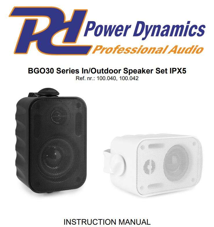 Power Dynamics BGO30 Series In Outdoor Speaker Set IPX5 User Manual