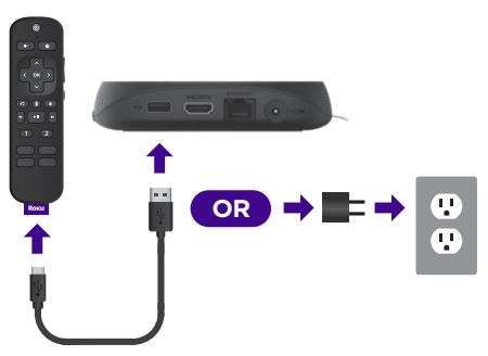 Roku Ultra 2022 4K HDR Dolby Vision Streaming Device User Manual - Charging your remote