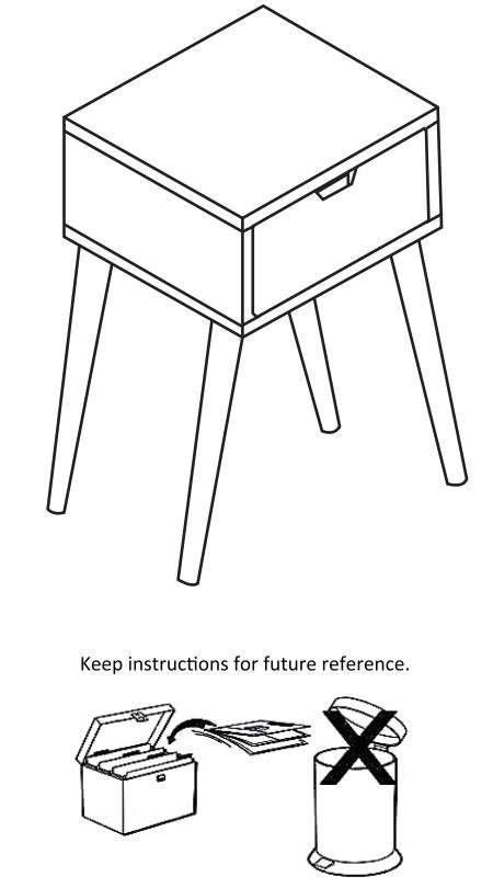 SweetGO SG5011 11.8 in. White Side Table Instruction Manual - Complete Assembly