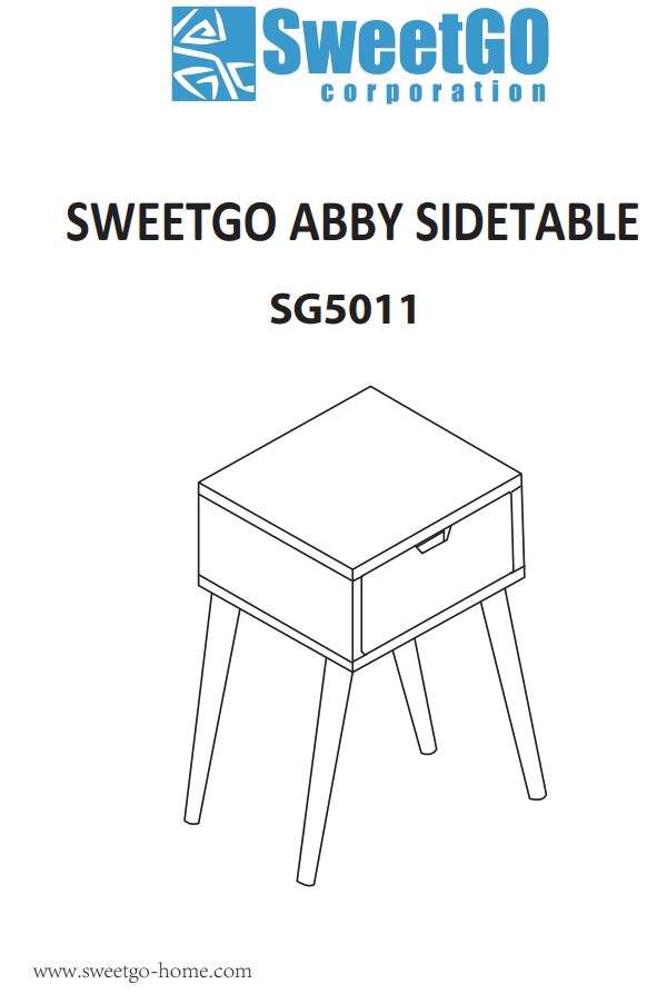 SweetGO SG5011 11.8 in. White Side Table Instruction Manual