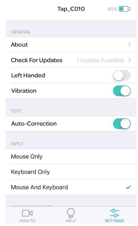 Tap Strap 2 - Wearable Keyboard User Manual - Open the TapManager application and select settings.