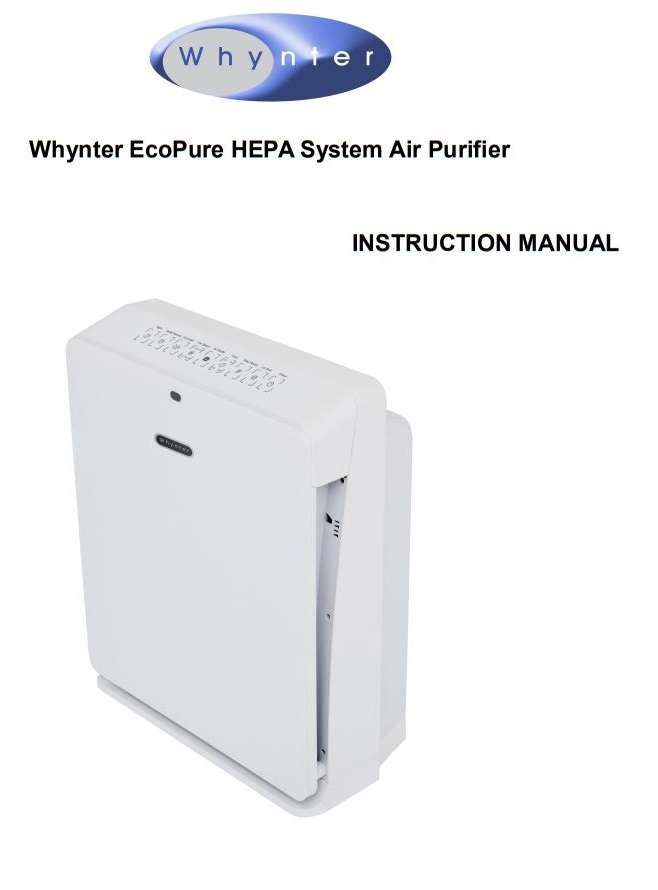 Whynter AFR-425-PW EcoPure HEPA System Air Purifier Pearl User Manual