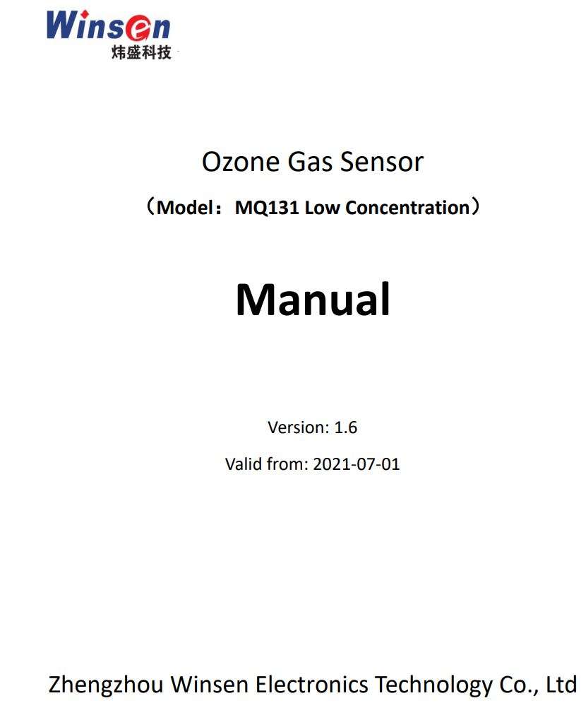 Winsen MQ131 Ozone Gas Sensor User Manual