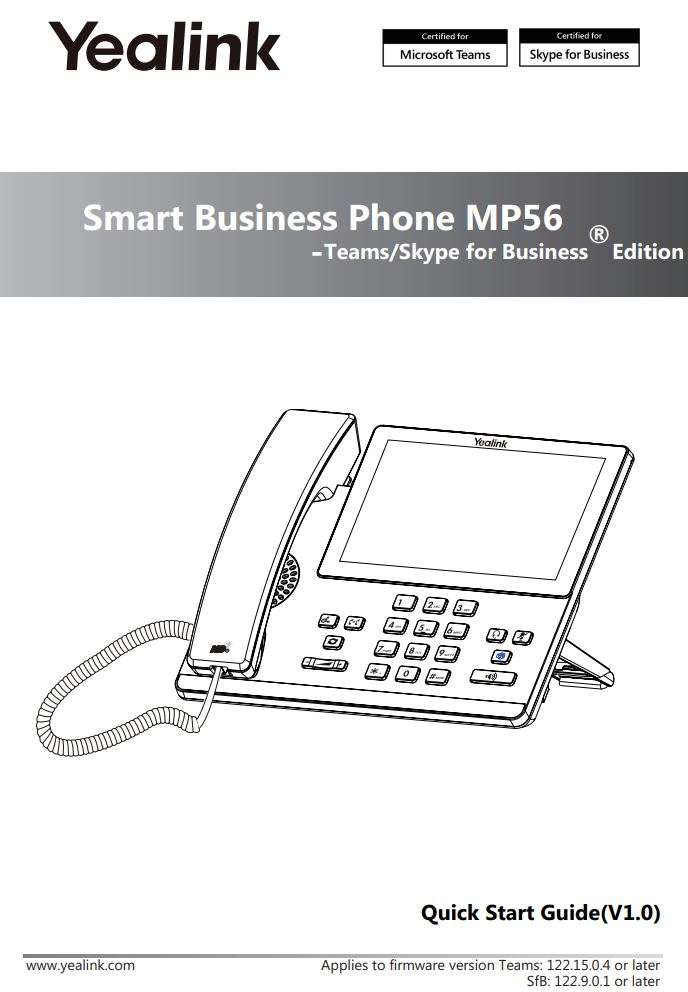 Yealink MP56 Microsoft Teams Edition Smart Business Phone User Manual