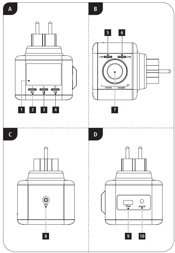 hama 00054240 Digital Radio Instruction Manual - Fig A,B,C,D