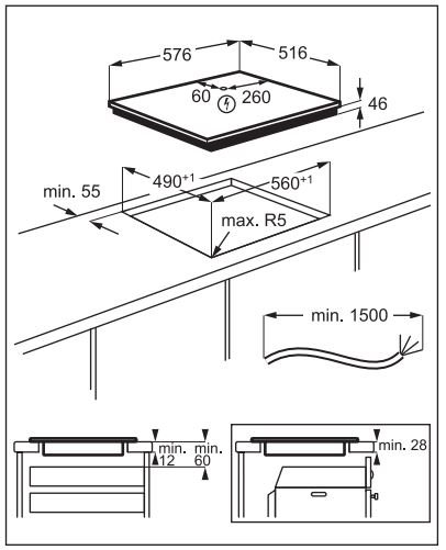 AEG IKB64301XB 3000 INDUCTION 60 CM User Manual - If the appliance is installed above a drawer