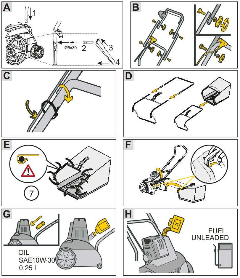 AL-KO Combi Care 38 P Comfort Petrol Scarifier Instruction Manual - Fig A,H