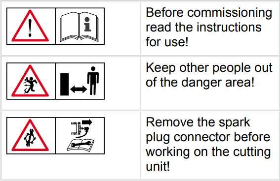 AL-KO Combi Care 38 P Comfort Petrol Scarifier Instruction Manual - Symbols on the device
