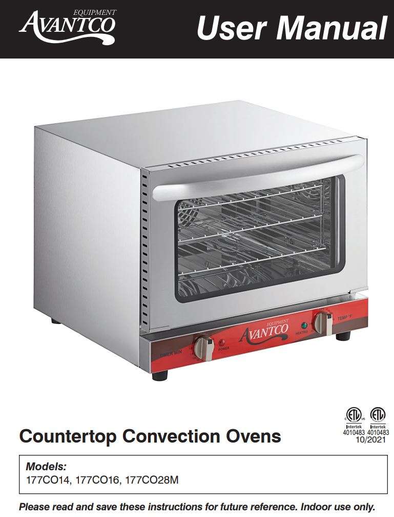 AVANTCO 177CO Series Countertop Convection Ovens User Manual