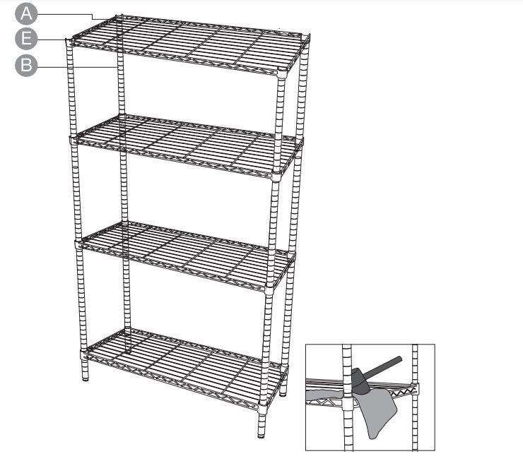 Amazon Basics B00NUS53CY 4-Shelf Adjustable, Heavy Duty Storage Shelving User Manual - aea