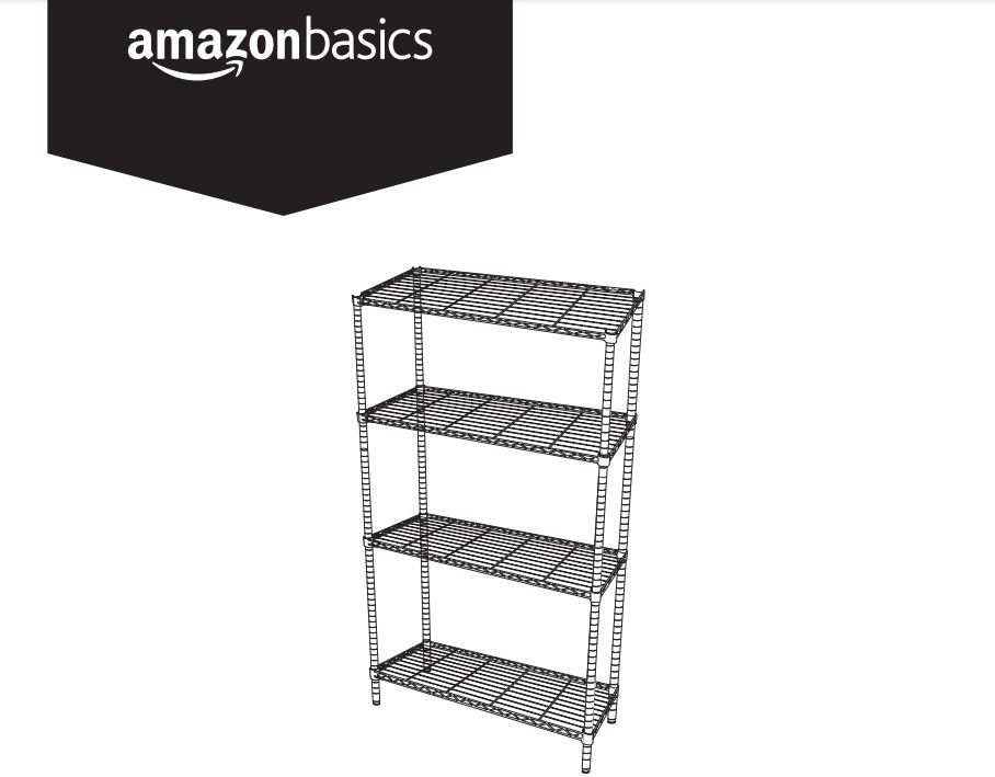 Amazon Basics B00NUS53CY 4-Shelf Adjustable, Heavy Duty Storage Shelving User Manual