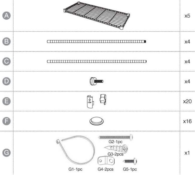 Amazon Basics B01M0A4B9M 5-Shelf Adjustable Heavy Duty Storage Shelving User Manual - Contents
