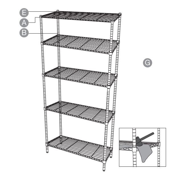 Amazon Basics B01M0A4B9M 5-Shelf Adjustable Heavy Duty Storage Shelving User Manual - e a b