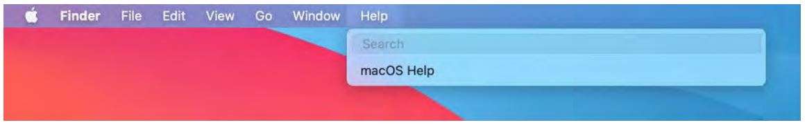 Apple MacBook Air Essentials User Manual - Help menu