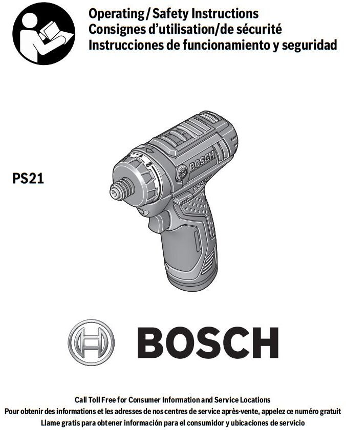 Bosch PS21-2A 12V Max Two-Speed Pocket Driver Kit User Manual