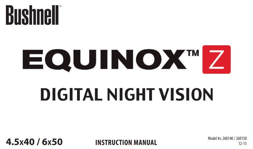 Bushnell 260140 Equinox Digital Night Vision User Manual