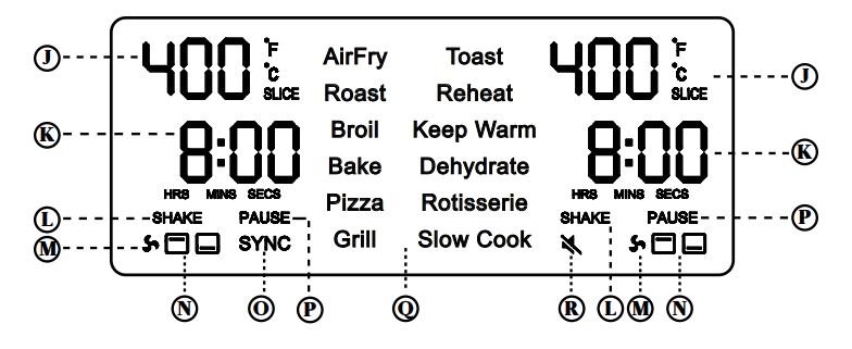 CUSTOMERCARES DZEL24-01 Emeril Lagasse Dual-Zone AirFryer Oven™ User Manual - Display