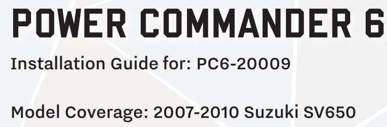DYNOJET PC6-20009 Power Commander 6 Installation Guide