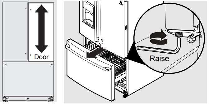 Frigidaire grfs2853af 27.8 Cu. Ft. French Door Refrigerator Instructions - To raise door