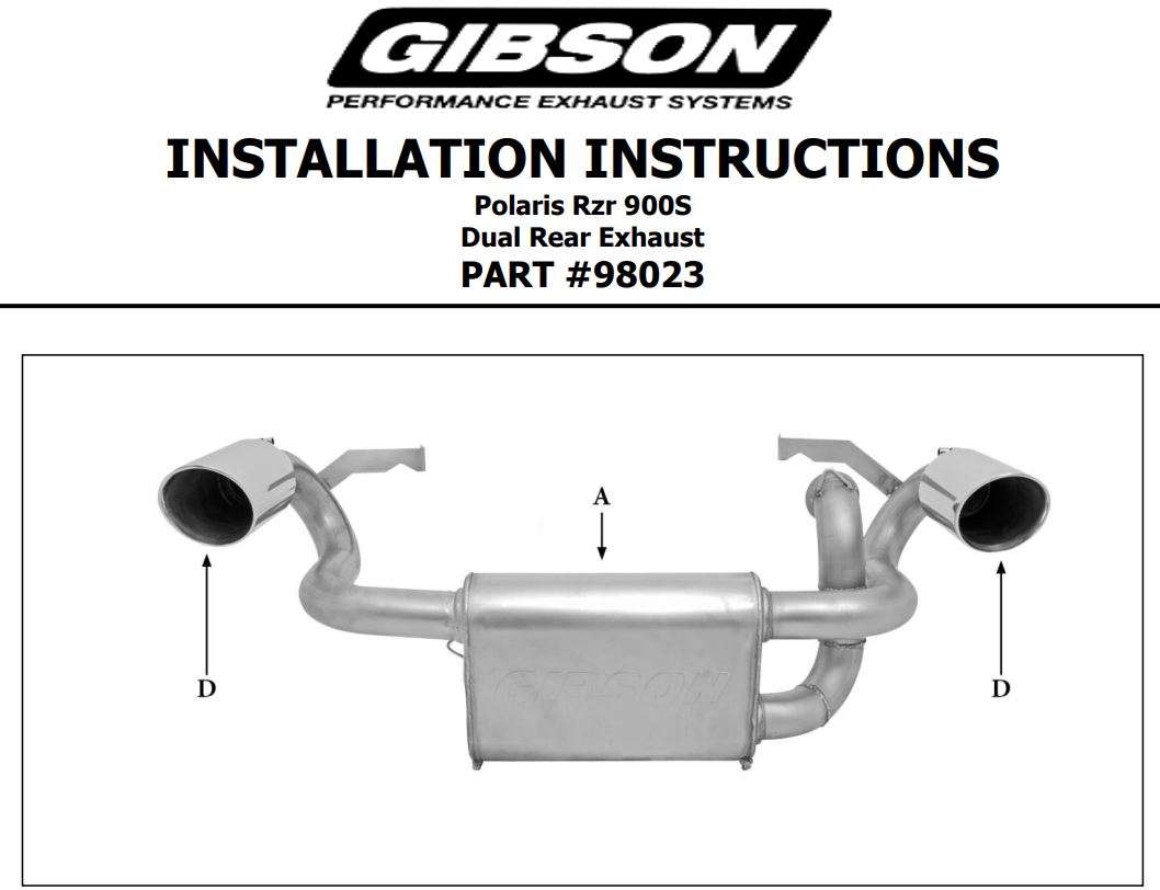 GIBSON 98023 Dual Rear Exhaust Instruction Manual